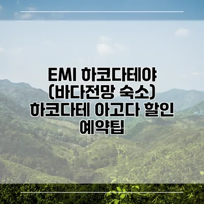EMI 하코다테야 (바다전망 숙소) 하코다테 아고다 할인 예약팁