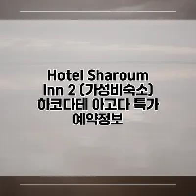 Hotel Sharoum Inn 2 (가성비숙소) 하코다테 아고다 특가 예약정보