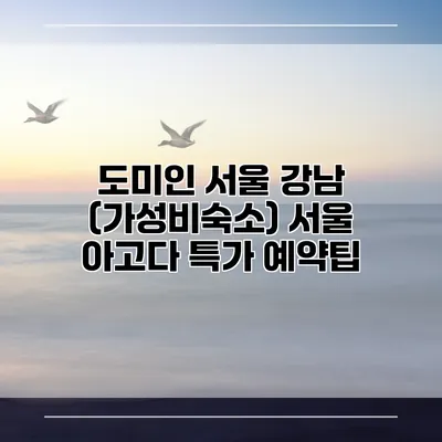 도미인 서울 강남 (가성비숙소) 서울 아고다 특가 예약팁