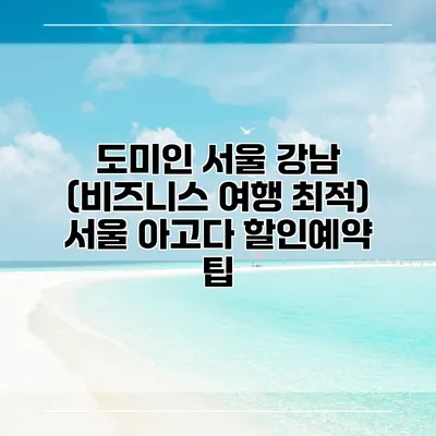 도미인 서울 강남 (비즈니스 여행 최적) 서울 아고다 할인예약 팁