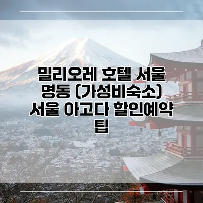 밀리오레 호텔 서울 명동 (가성비숙소) 서울 아고다 할인예약 팁