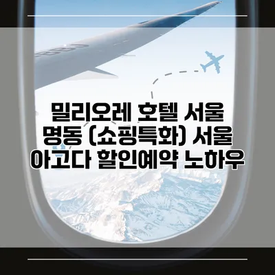 밀리오레 호텔 서울 명동 (쇼핑특화) 서울 아고다 할인예약 노하우