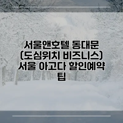 서울앤호텔 동대문 (도심위치 비즈니스) 서울 아고다 할인예약 팁