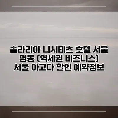 솔라리아 니시테츠 호텔 서울 명동 (역세권 비즈니스) 서울 아고다 할인 예약정보