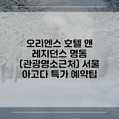 오리엔스 호텔 앤 레지던스 명동 (관광명소근처) 서울 아고다 특가 예약팁