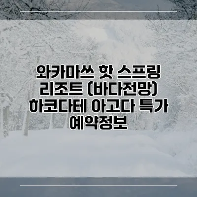 와카마쓰 핫 스프링 리조트 (바다전망) 하코다테 아고다 특가 예약정보