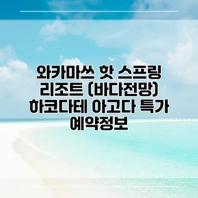 와카마쓰 핫 스프링 리조트 (바다전망) 하코다테 아고다 특가 예약정보