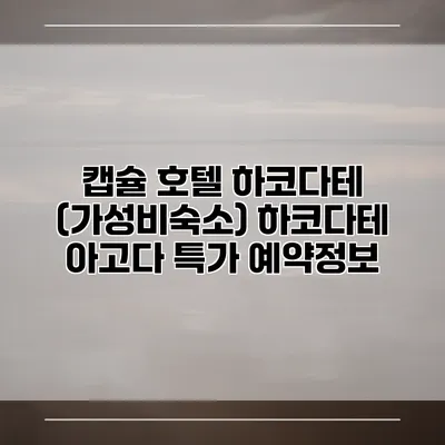 캡슐 호텔 하코다테 (가성비숙소) 하코다테 아고다 특가 예약정보