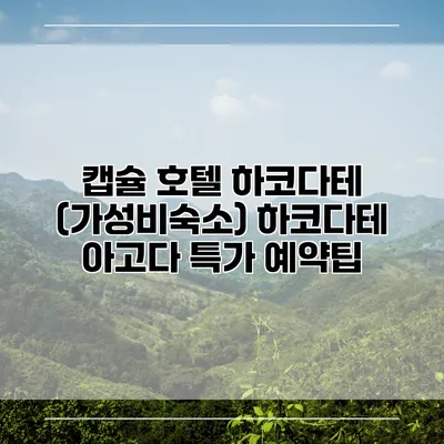 캡슐 호텔 하코다테 (가성비숙소) 하코다테 아고다 특가 예약팁