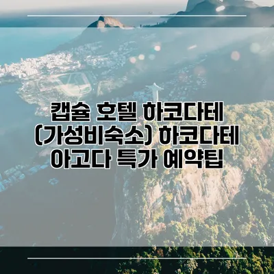 캡슐 호텔 하코다테 (가성비숙소) 하코다테 아고다 특가 예약팁