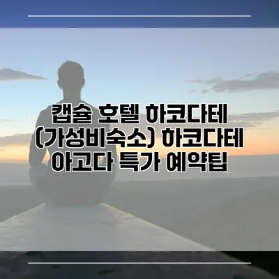 캡슐 호텔 하코다테 (가성비숙소) 하코다테 아고다 특가 예약팁
