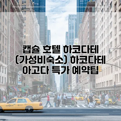 캡슐 호텔 하코다테 (가성비숙소) 하코다테 아고다 특가 예약팁