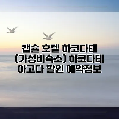 캡슐 호텔 하코다테 (가성비숙소) 하코다테 아고다 할인 예약정보