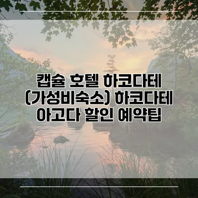 캡슐 호텔 하코다테 (가성비숙소) 하코다테 아고다 할인 예약팁