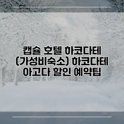 캡슐 호텔 하코다테 (가성비숙소) 하코다테 아고다 할인 예약팁