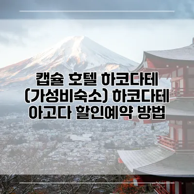 캡슐 호텔 하코다테 (가성비숙소) 하코다테 아고다 할인예약 방법
