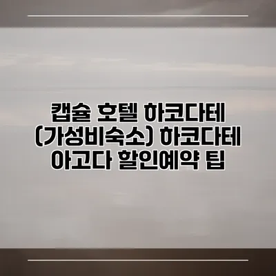 캡슐 호텔 하코다테 (가성비숙소) 하코다테 아고다 할인예약 팁