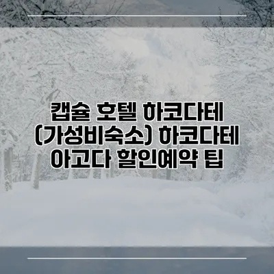 캡슐 호텔 하코다테 (가성비숙소) 하코다테 아고다 할인예약 팁