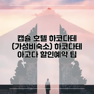 캡슐 호텔 하코다테 (가성비숙소) 하코다테 아고다 할인예약 팁