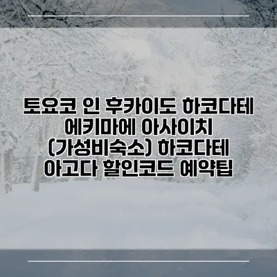 토요코 인 후카이도 하코다테 에키마에 아사이치 (가성비숙소) 하코다테 아고다 할인코드 예약팁