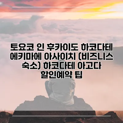토요코 인 후카이도 하코다테 에키마에 아사이치 (비즈니스 숙소) 하코다테 아고다 할인예약 팁