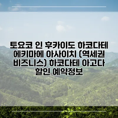 토요코 인 후카이도 하코다테 에키마에 아사이치 (역세권 비즈니스) 하코다테 아고다 할인 예약정보