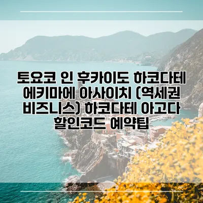 토요코 인 후카이도 하코다테 에키마에 아사이치 (역세권 비즈니스) 하코다테 아고다 할인코드 예약팁