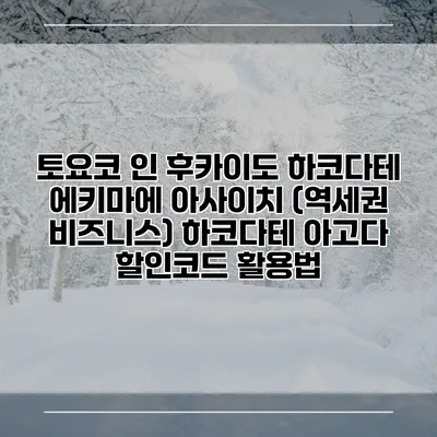 토요코 인 후카이도 하코다테 에키마에 아사이치 (역세권 비즈니스) 하코다테 아고다 할인코드 활용법