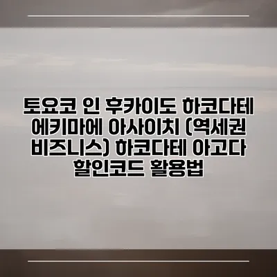 토요코 인 후카이도 하코다테 에키마에 아사이치 (역세권 비즈니스) 하코다테 아고다 할인코드 활용법