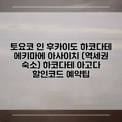 토요코 인 후카이도 하코다테 에키마에 아사이치 (역세권 숙소) 하코다테 아고다 할인코드 예약팁