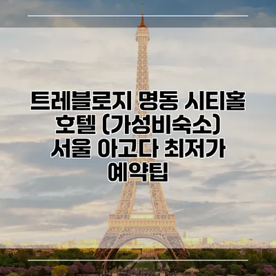 트레블로지 명동 시티홀 호텔 (가성비숙소) 서울 아고다 최저가 예약팁