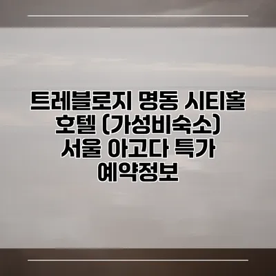 트레블로지 명동 시티홀 호텔 (가성비숙소) 서울 아고다 특가 예약정보