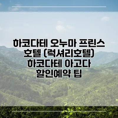 하코다테 오누마 프린스 호텔 (럭셔리호텔) 하코다테 아고다 할인예약 팁