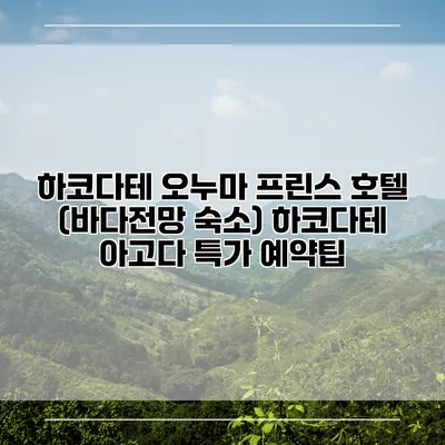 하코다테 오누마 프린스 호텔 (바다전망 숙소) 하코다테 아고다 특가 예약팁