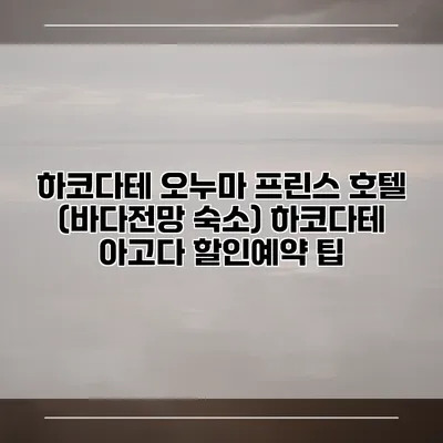 하코다테 오누마 프린스 호텔 (바다전망 숙소) 하코다테 아고다 할인예약 팁