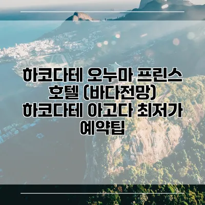 하코다테 오누마 프린스 호텔 (바다전망) 하코다테 아고다 최저가 예약팁