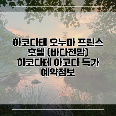 하코다테 오누마 프린스 호텔 (바다전망) 하코다테 아고다 특가 예약정보