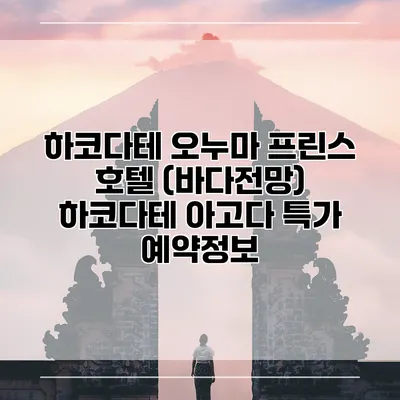 하코다테 오누마 프린스 호텔 (바다전망) 하코다테 아고다 특가 예약정보