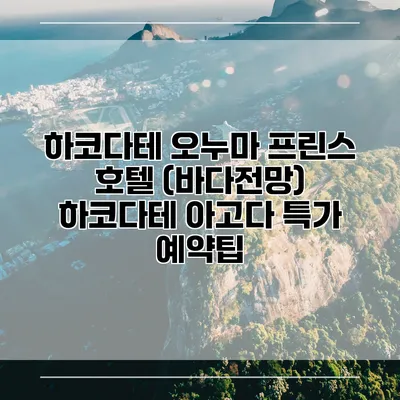 하코다테 오누마 프린스 호텔 (바다전망) 하코다테 아고다 특가 예약팁