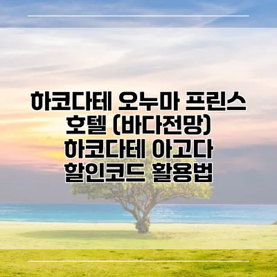 하코다테 오누마 프린스 호텔 (바다전망) 하코다테 아고다 할인코드 활용법