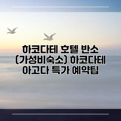 하코다테 호텔 반소 (가성비숙소) 하코다테 아고다 특가 예약팁