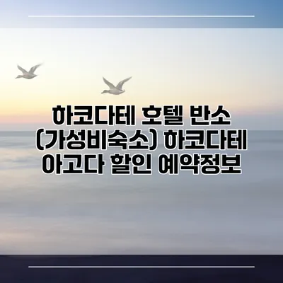 하코다테 호텔 반소 (가성비숙소) 하코다테 아고다 할인 예약정보