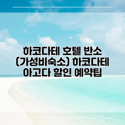 하코다테 호텔 반소 (가성비숙소) 하코다테 아고다 할인 예약팁