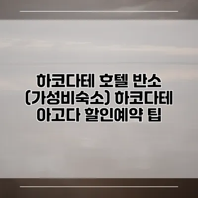하코다테 호텔 반소 (가성비숙소) 하코다테 아고다 할인예약 팁