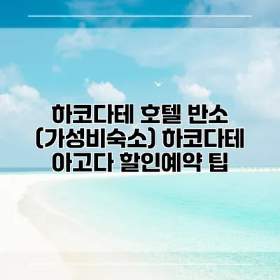 하코다테 호텔 반소 (가성비숙소) 하코다테 아고다 할인예약 팁