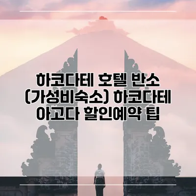 하코다테 호텔 반소 (가성비숙소) 하코다테 아고다 할인예약 팁