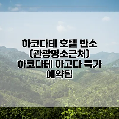 하코다테 호텔 반소 (관광명소근처) 하코다테 아고다 특가 예약팁
