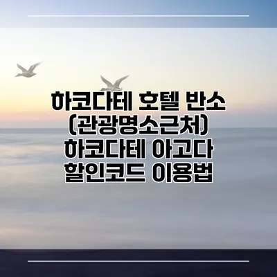 하코다테 호텔 반소 (관광명소근처) 하코다테 아고다 할인코드 이용법
