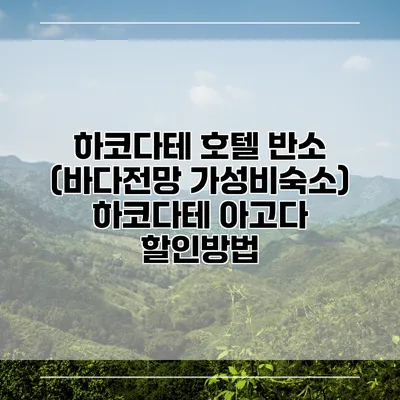 하코다테 호텔 반소 (바다전망 가성비숙소) 하코다테 아고다 할인방법