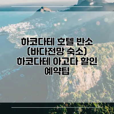 하코다테 호텔 반소 (바다전망 숙소) 하코다테 아고다 할인 예약팁